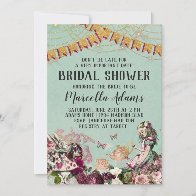 Convite Alice no Chá de panela da Terra Maravilha (Frente)