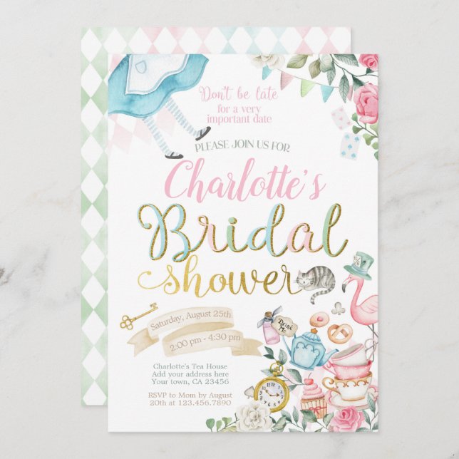 Convite Alice no Chá de panela da Terra Maravilha (Frente/Verso)