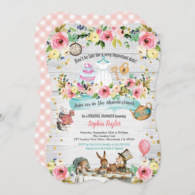 Convite Alice no chá de panela da Terra Maravilha (Frente/Verso)