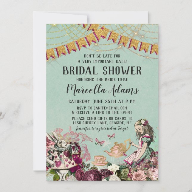 Convite Alice no Chá de panela Virtual do País das Maravil (Frente)