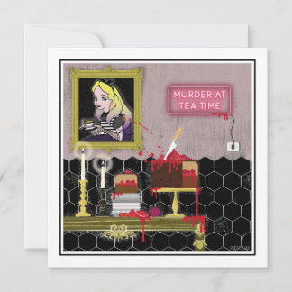 Convite Alice no Halloween, na maravilha do chá