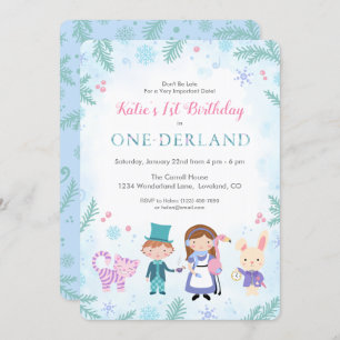 Convite Alice no inverno no Primeiro Aniversário das Menin