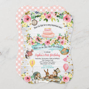 Convite Alice no OneDerland 1rua no primeiro aniversário