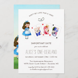 Convite Alice No OneDerland Birthday Whimsical Tea Party 