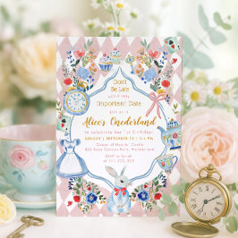 Convite Alice no ONEderland primeiro aniversario Whimsical