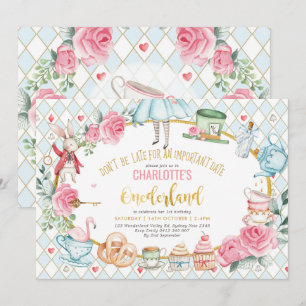 Convite Alice no país da festa do chá de aniversário ro