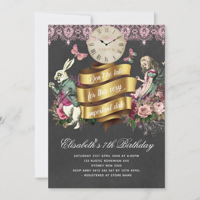 Convite Alice no País das Maravilhas (Frente)