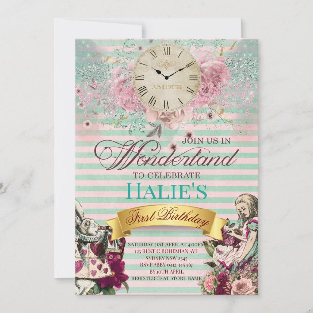 Convite Alice no País das Maravilhas (Frente)