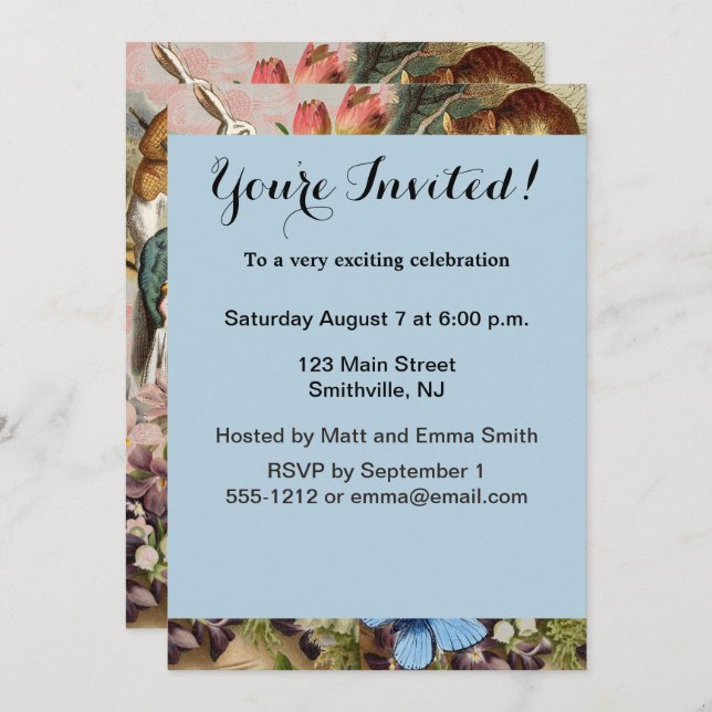 Convite Alice no País das Maravilhas (Frente/Verso)