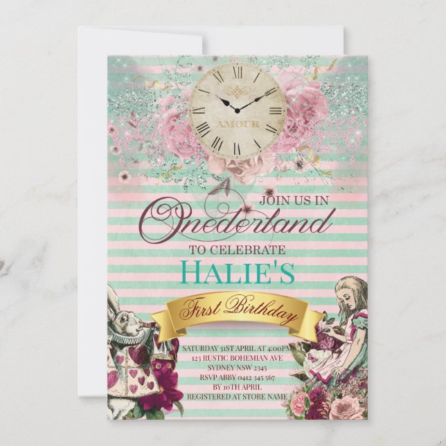 Convite Alice no País das Maravilhas (Frente)