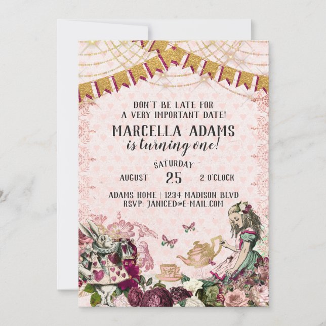 Convite Alice no País das Maravilhas (Frente)