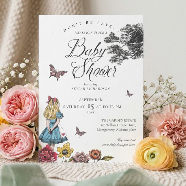 Convite Alice No País Das Maravilhas Chá de fraldas Da His (Alice In Wonderland Vintage Story Baby Shower Invitation)