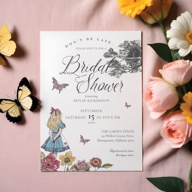 Convite Alice No País Das Maravilhas Chá de panela Da Hist (Alice In Wonderland Vintage Story Bridal Shower Invitation)