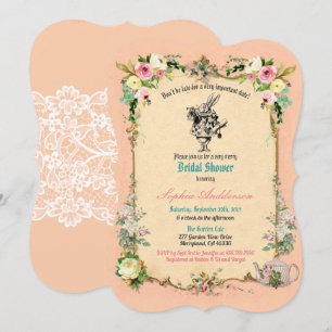 Convite Alice no País das Maravilhas - chá de panela rosa