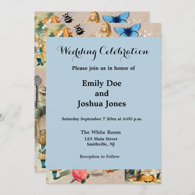 Convite Alice no País das Maravilhas Cheshire Cat Caracter (Frente/Verso)