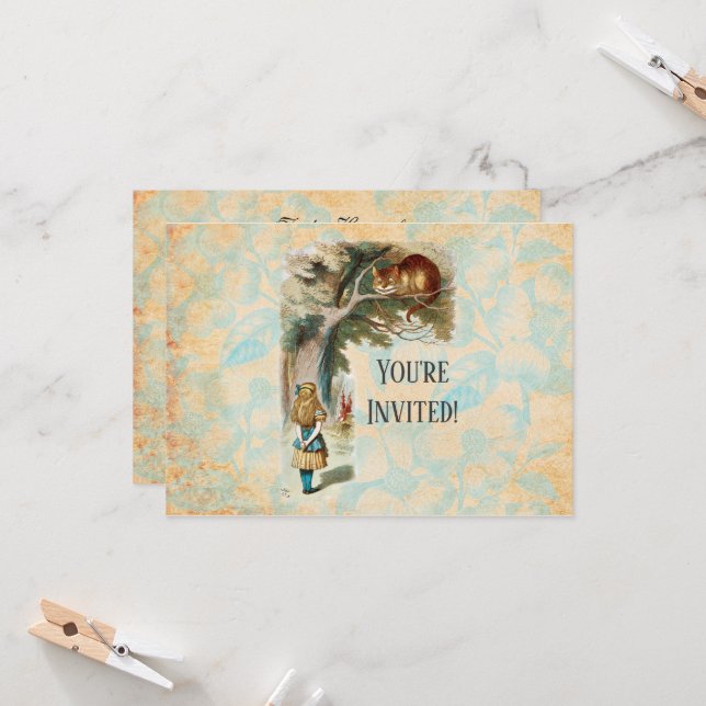 Convite Alice no País das Maravilhas Cheshire Cat Mad (Frente/Verso In Situ)