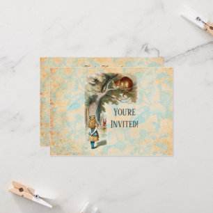 Convite Alice no País das Maravilhas Cheshire Cat Mad