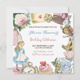Convite Alice no País das Maravilhas Coelho Pintado com Aq