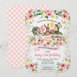 Convite Alice no País das Maravilhas, convidada de anivers