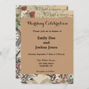 Convite Alice no País das Maravilhas Cortina Bobagem