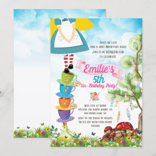 Convite Alice no País das Maravilhas da Festa de anivers