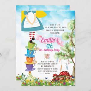 Convite Alice no País das Maravilhas da Festa de aniversár