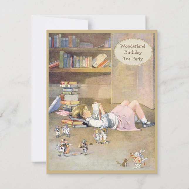 Convite Alice no País das Maravilhas da Festa do Tea (Frente)