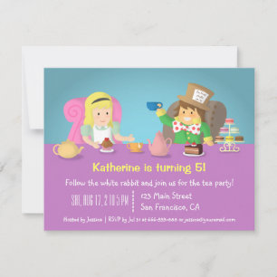 Convite Alice no País das Maravilhas do Tea Party - Convit