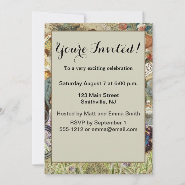 Convite Alice no País das Maravilhas dos Convidados do Tea (Frente)