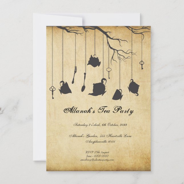 Convite Alice no País das Maravilhas e Festa de Aniversári (Frente)