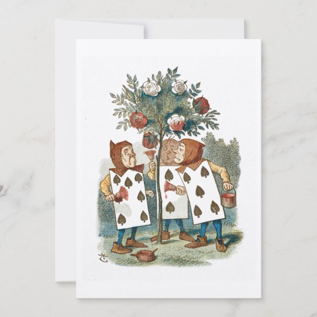 Convite Alice no País das Maravilhas Jogando Jardineiros (Frente)