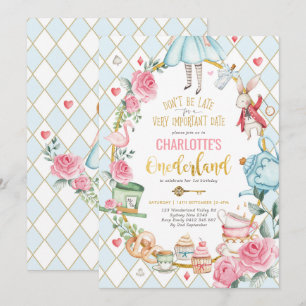 Convite Alice no País das Maravilhas, primeiro aniversari