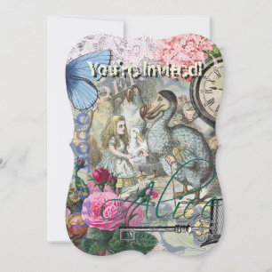 Convite Alice no País das Maravilhas Trabalho de arte