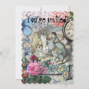 Convite Alice no País das Maravilhas Trabalho de arte