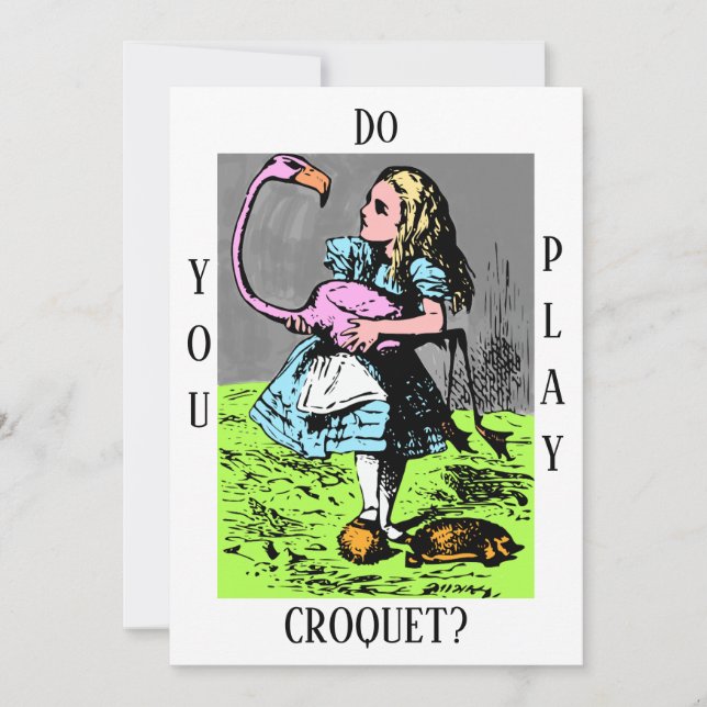 Convite Alice no País das Maravilhas "Você joga croquet?"  (Frente)
