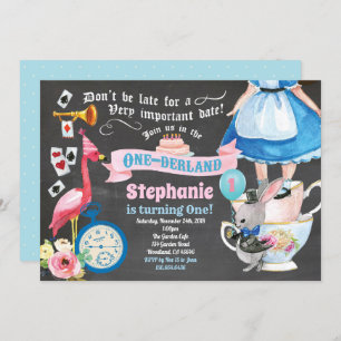Convite Alice no quadro de chá de aniversário do ONEderlan