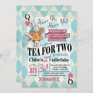 Convite Alice no segundo aniversário das Maravilhas