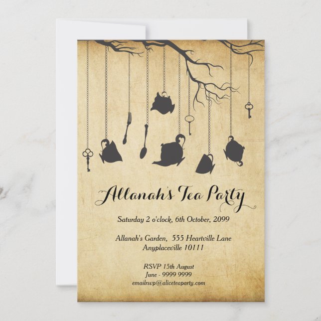 Convite Alice no tea party do aniversário de Unbirthday do (Frente)