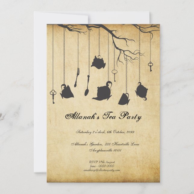 Convite Alice no tea party do aniversário de Unbirthday do (Frente)