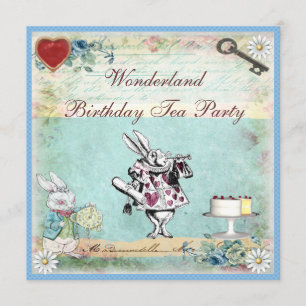 Convite Alice no tea party do aniversário do país das