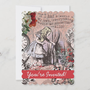 Convite Alice nonsense cortina maravilha