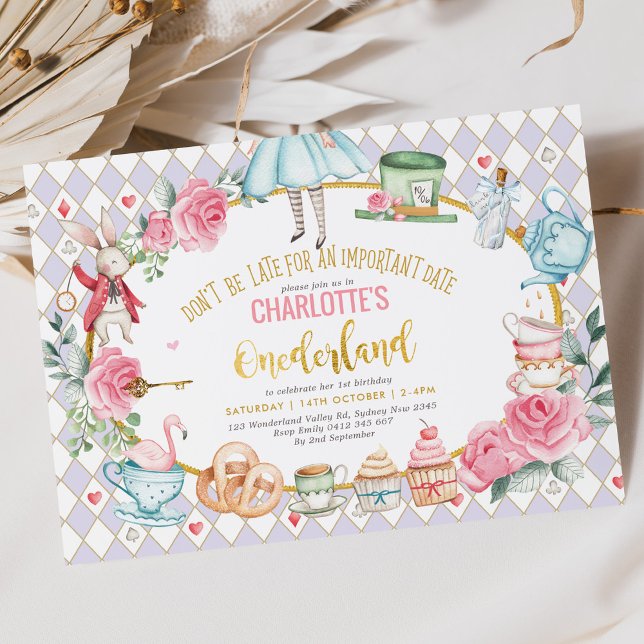 Convite Alice púrpura no primeiro aniversario das Maravilh (Criador carregado)