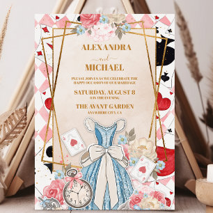 Convite Alice Rosa Vintage no Casamento das Maravilhas