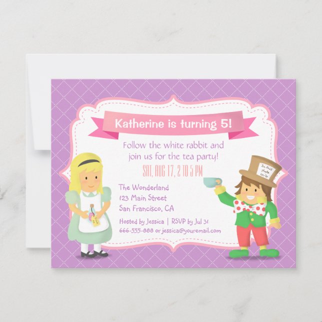 Convite Alice Roxa no Festa de Aniversário da Terra Maravi (Frente)
