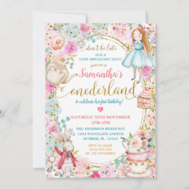 Convite Alice Tea Party First Birthday Whimsical Invitat