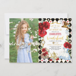 Convite Alice Vermelha no País das Maravilhas Chá de Chapé