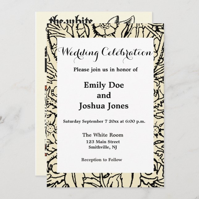 Convite Alice White Rabbit Classic Wonderland (Frente/Verso)