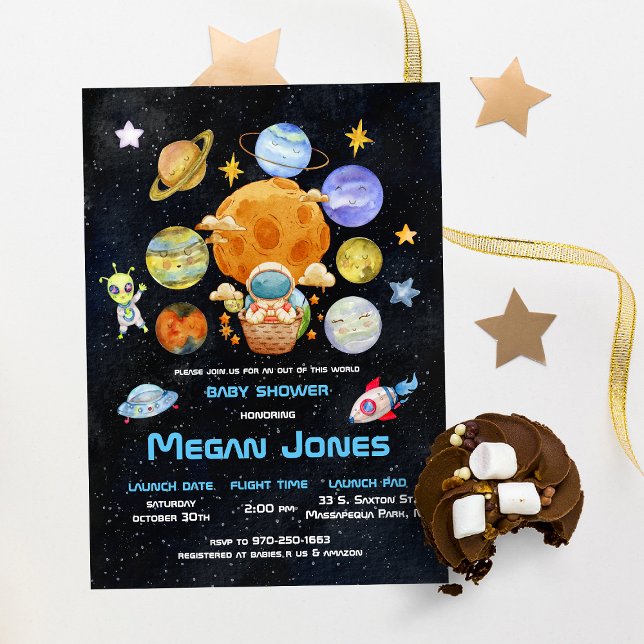 Convite Alienígena do Astronauta Moderno e Bonita | CHÁ DE (Criador carregado)