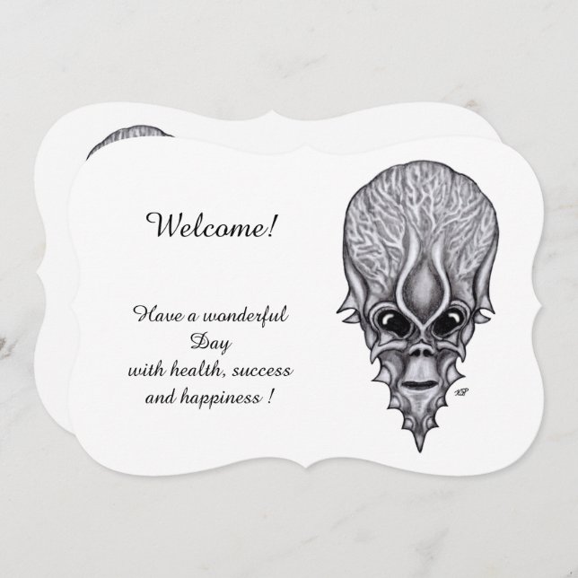 Convite Alienígena Face, Adicione O Texto (Frente/Verso)