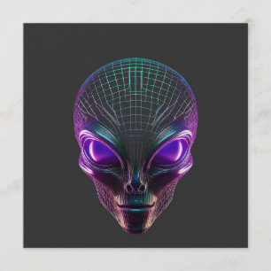 Convite Alienígena Roxo Com Olhos Luminosos